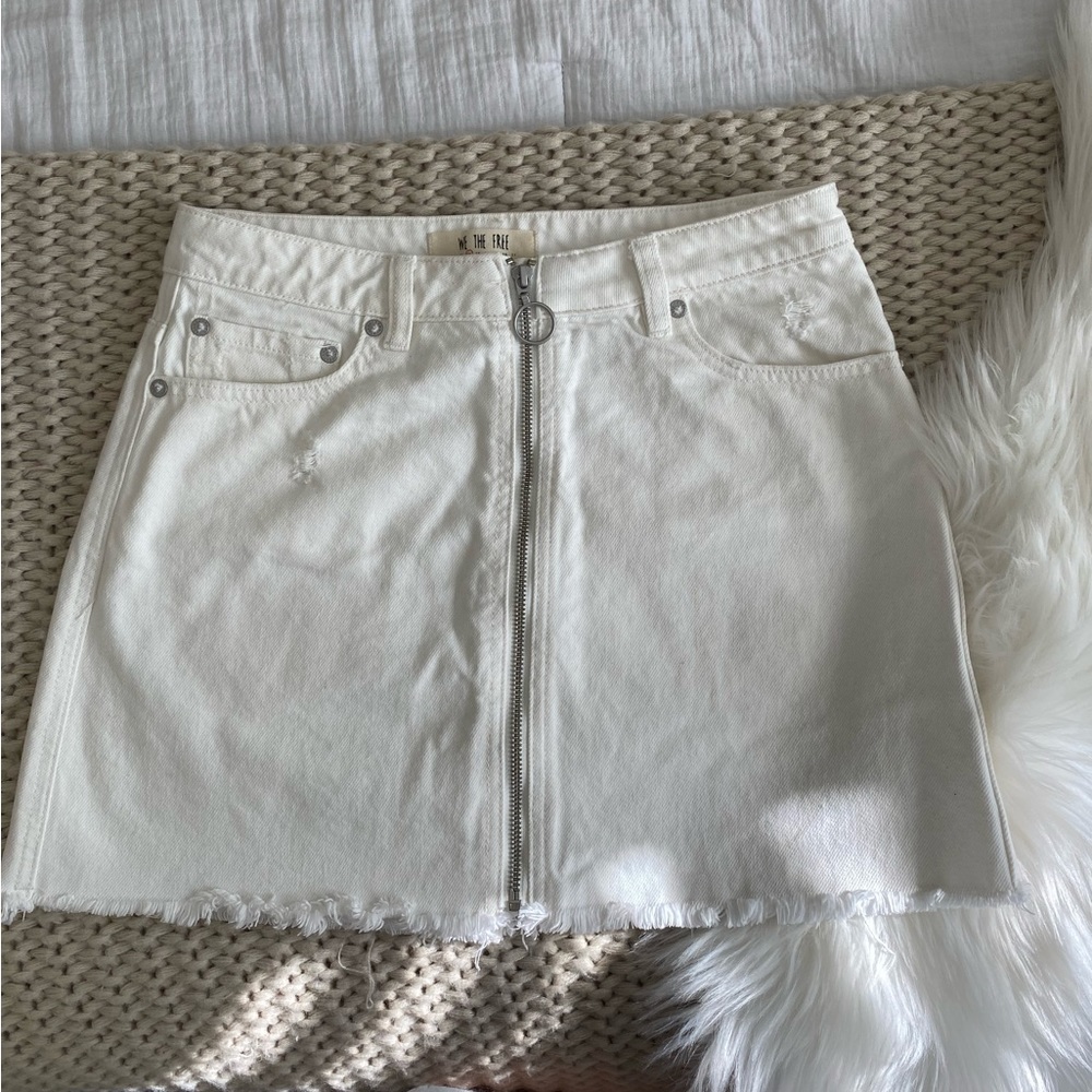 Free People White Jean Skirt
